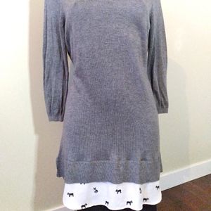 Cute Knit Dress/Tunic, Soft Knit with French Bulldog print at Bottom